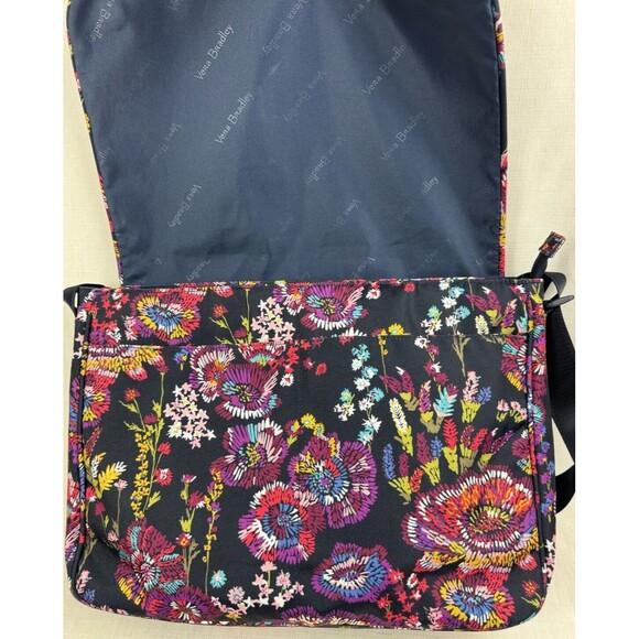 Vera Bradley Essential Messenger Bag & Ultimate Card Case Midnight Wildflowers - Picture 3 of 16